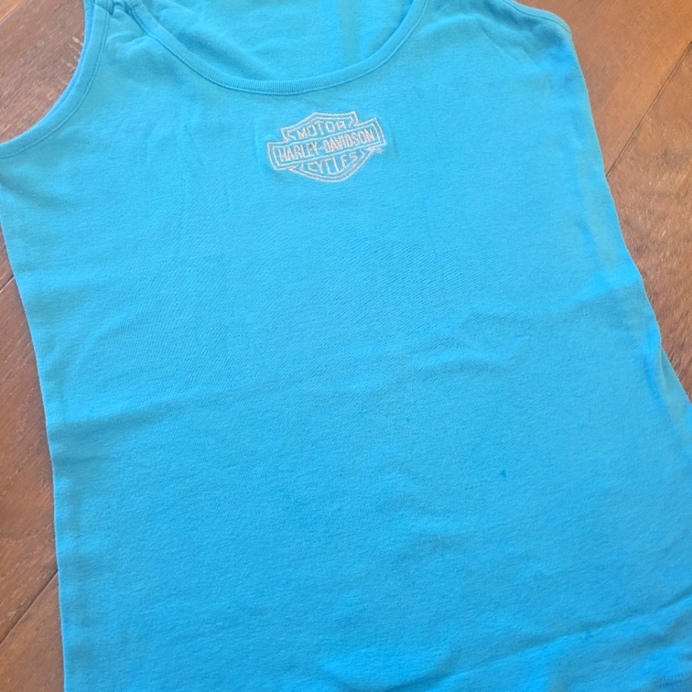 Harley-Davidson Blue Tank Top Vibrant Cotton Casual, Size M